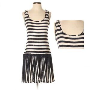 NWOT Striped mini drop waist Sequin pleated dress size 2